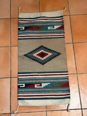 Vintage El Paso Wool Saddle Blanket Mexican Aztec Navajo Tapestry Rug